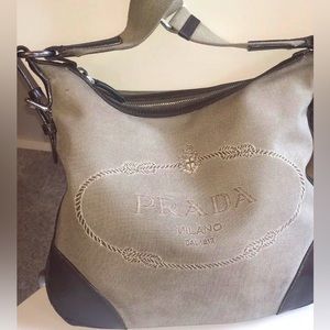 PRADA Canapa Logo, Jacquard Crossover/Messenger Bag w/ Prada Dustbag